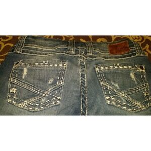 BKE Denim Buckle STELLA Cropped Jeans Capris Thick Stitch‎ Flap Pockets Sz 26